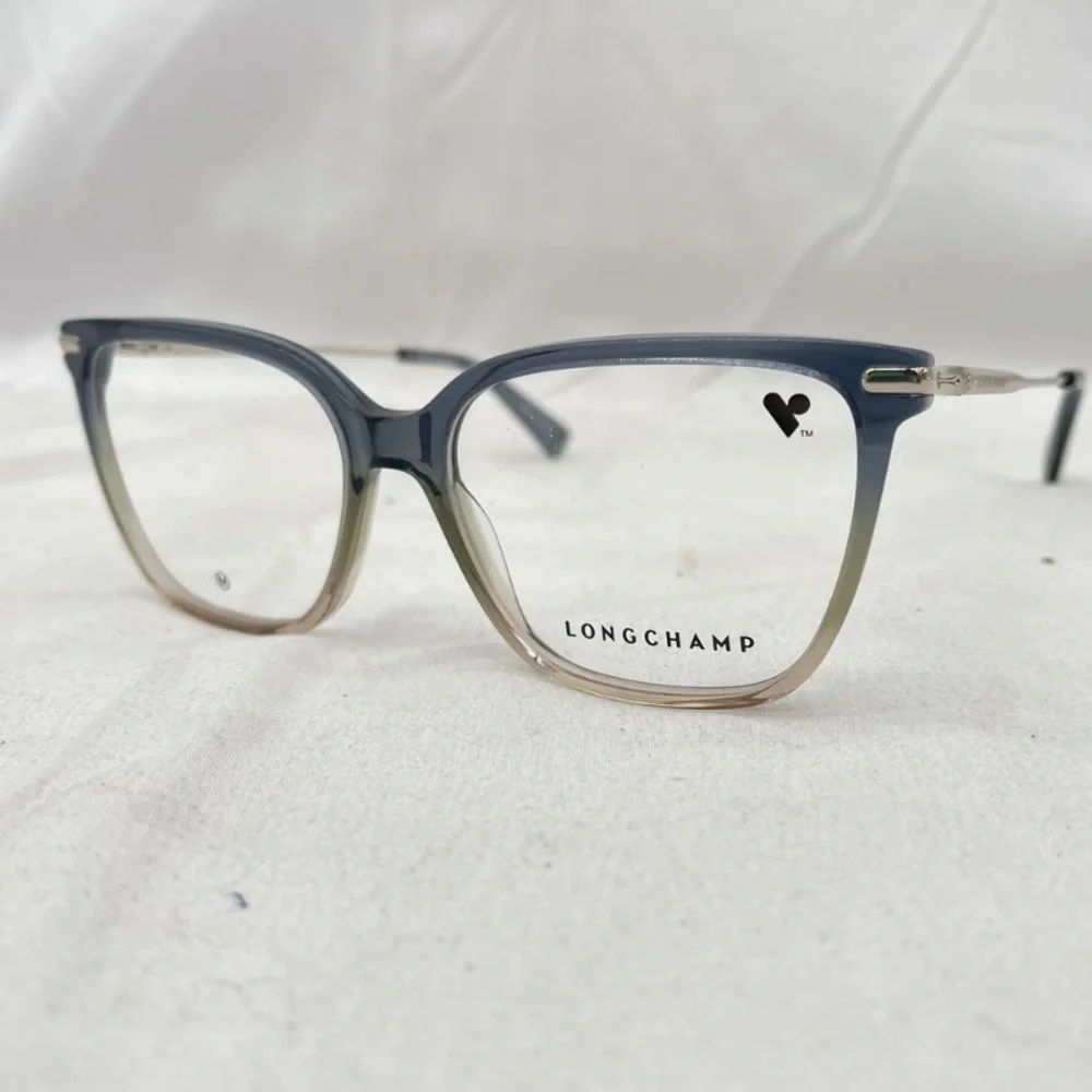 new Longchamp LO2751 Square Cat‑Eye Eyeglasses, Transparent Blue/Beige